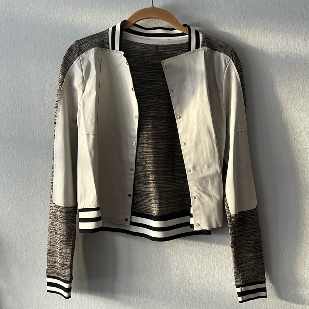 Aviu Stylish Black and White Varsity Jacket